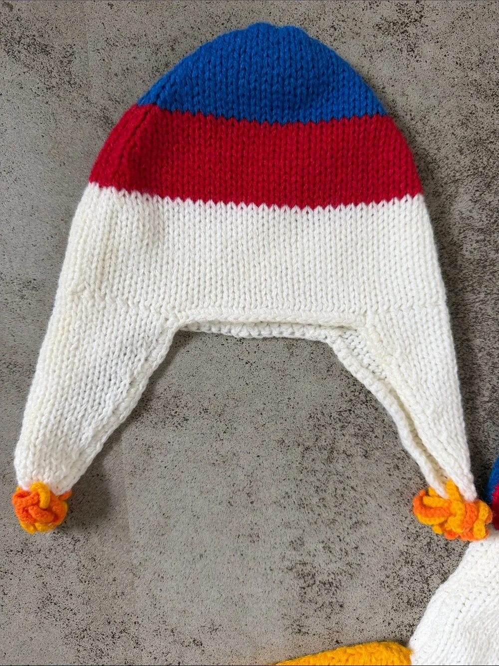 Kids Knit Rocket Costume Hat and Scarf Set - White, Blue & Yellow